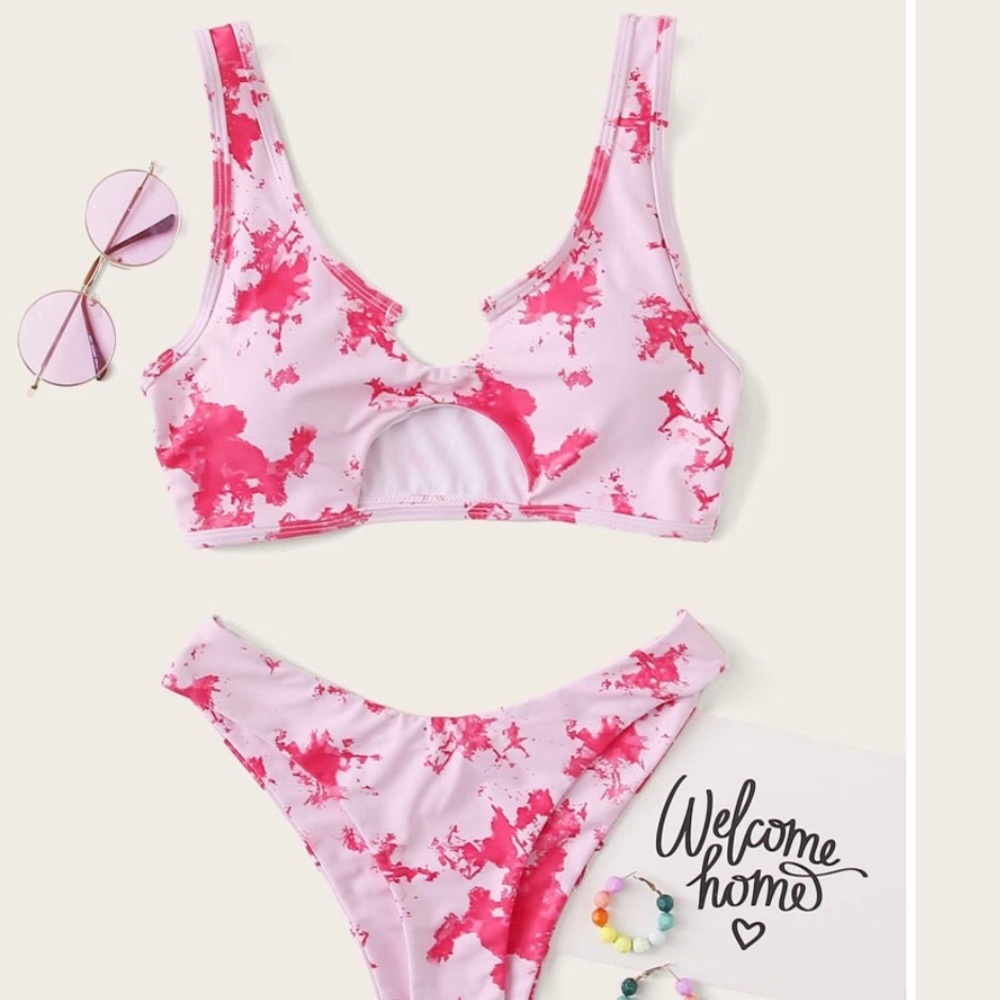 SHEIN tie dye cutout bikini